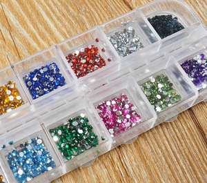 12 Colors 500Pcs 2mm Round Nails Rhinestones Wholesale Nail Jewelry Supplies Nail Art Designs for Cool Girl