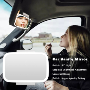Car Visor Mirror Auto Makeup Mirror with LED Light Built-in battery for universal mirror with finger touch switch