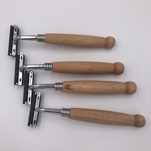 Eco friendly wooden handle safety twin blade shaving razor