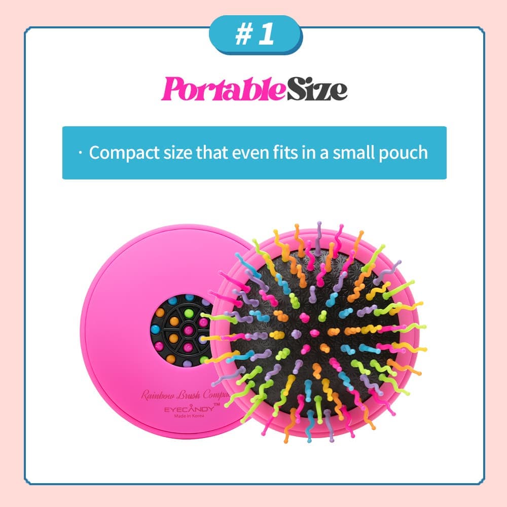 Eyecandy rainbow volume S hair brush Compact, soft &amp; easy detangling, natural hair volume