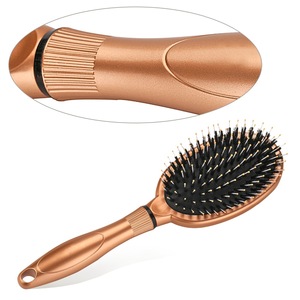 Factory OEM Logo Plastic Handle Oval Nylon Boar Bristle Hair Brush