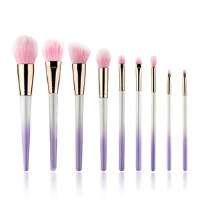 Factory Private Label 9pcs Pearlescent Gradient Makeup Brush Set Gold Ferrule Beauty Cosmetic Tool Kits