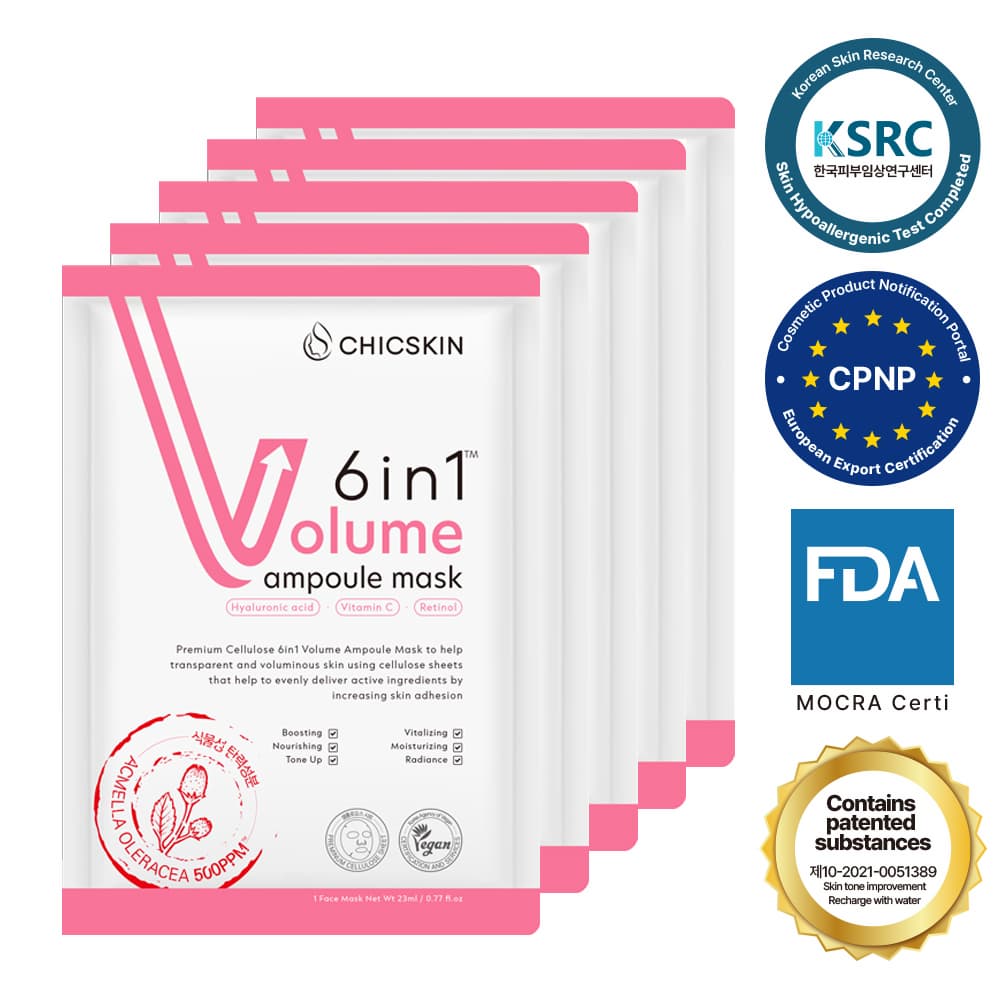 Mask sheet_CHICSKIN 6in1 Volume Ampoule mask 23ml_Vegan_Cellulose sheet