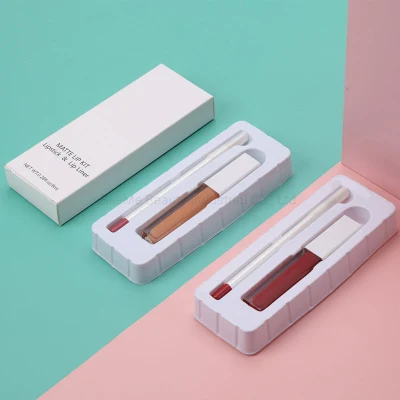 Matte Liquid Lipstick Lip Liner Kit No Label Lip Gloss Wooden Pencil Lipliner Set