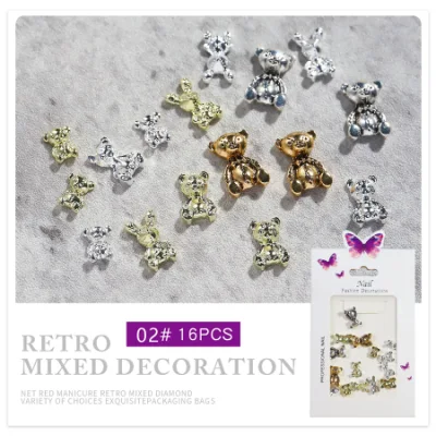 Nail Art Japanese New Style Nail Art Aurora Butterfly Love Bear Bow Chain Alloy Decorations