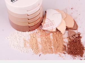 New 5 colors Kit Compact Puff Cake Mineral Face Powder Foundation Attached With A Fine Powder Puff