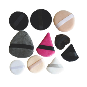New Design Triangle Shaped Cosmetic Cotton Makeup Foundation Sponge Powder Puff with ribbon Private Label