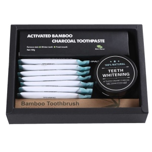 Private label Natural Bamboo Toothbrush Coconut Oil Pulling Sachet Activated Charcoal Teeth Whitening Powder Kits