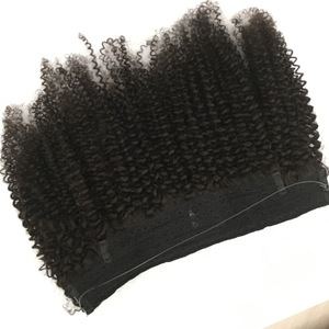 Virgin 4A 4B 4C Kinky Curly Clip In Halo Human Hair Extensions For Black Women