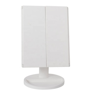 White Trifold Led Makeup Vanity Mirror Dressing Table Cosmetic Mirror With Led Lights