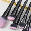 0pcs Professional Makeup Brush Set with Ombre Pink Bristles Glossy Black Handle Cosmetic Brushes for Private Label OEM
