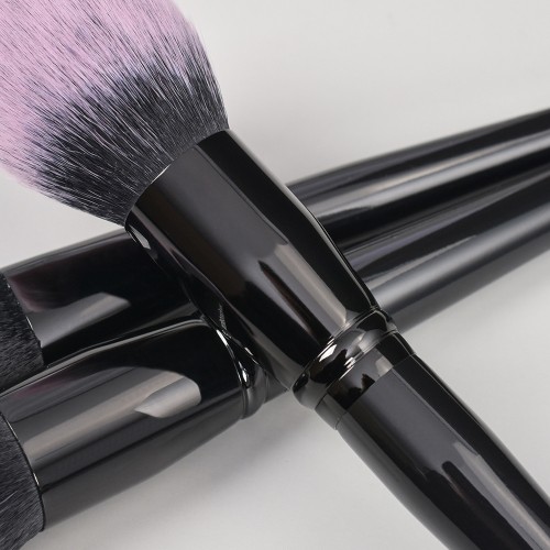 0pcs Professional Makeup Brush Set with Ombre Pink Bristles Glossy Black Handle Cosmetic Brushes for Private Label OEM