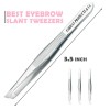 12PCS Slant Tip Tweezers Set And Fical Hair Tweezer Comfort Grip Long Sliver Tweezer For Ingrown Hair BY FARHAN PRODUCTS & Co