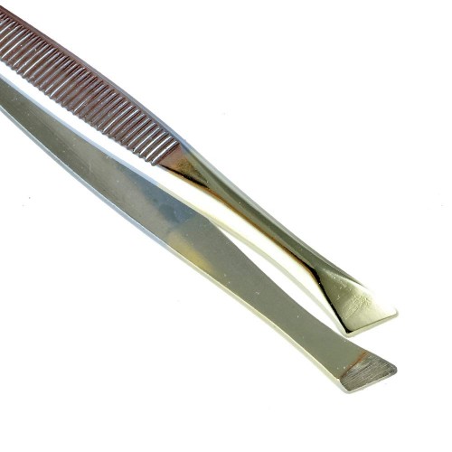 Gold Tipped Surgical Grade German Stainless Steel Tweezer (Slanted)-Flawless Eyebrow and Facial Hair Shaping and Removal Tweezer