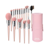 Custom Logo OEM 14Pcs All Pink Makeup Brush Set with Round Storage Brush Tube Case Soft Synthetic Bristles Beauty Tools Manufacturer