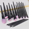 0pcs Professional Makeup Brush Set with Ombre Pink Bristles Glossy Black Handle Cosmetic Brushes for Private Label OEM