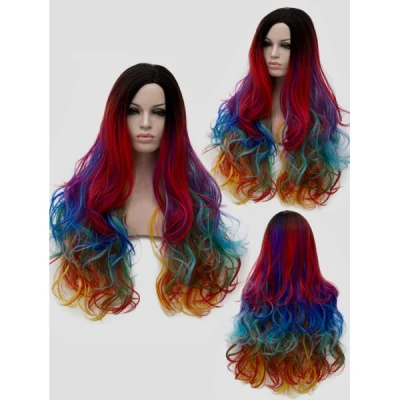 2019 Rainbow Wigs Factory Price Synthetic Hair Party Wig for Sale