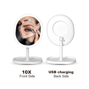 2021 Newest Recharge Oval LED Light ABS Standing Makeup Mirror With 1X &  spot mirror 10x