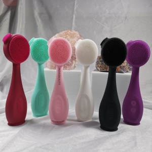 2021  waterproof  silicone facial cleansing brush skin cleaner Rose quartz heating facial brush jade facial cleansing brush