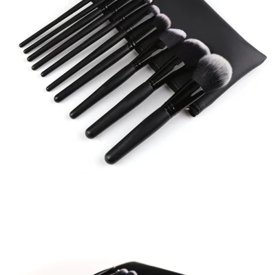 8PCS Black Color Wood Handle Makeup Brushes Set with Flannel Bag High-Quality Beauty Tools