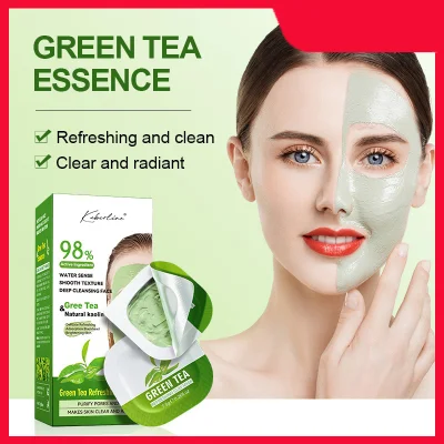 a Small Box of Green Tea Clay Mask That Is Popular Across Borders and Easy to Carry Deep Cleansing Whitening Skin Care Mask