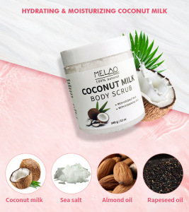 AiXin Private Label Natural Organic 340G Coconut Scrub Body Exfoliating Smoothing Softening Whitening Coconut Milk Scrub