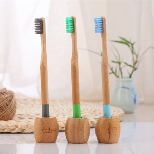 Biodegradable Charcoal Natural Customized Private Label Bamboo Toothbrush With Stand Holder