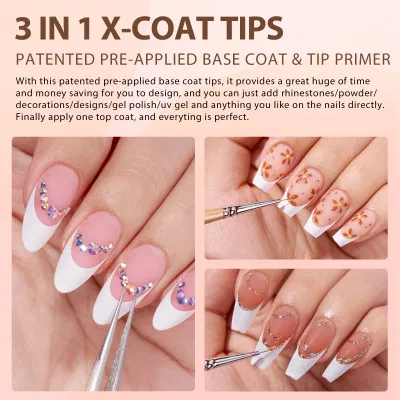 Colorful New Style Coffin Fake Nails French Tips