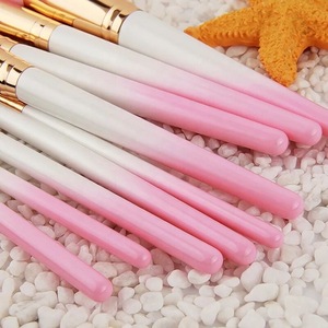 Factory Private Label 9pcs Pearlescent Gradient Makeup Brush Set Gold Ferrule Beauty Cosmetic Tool Kits