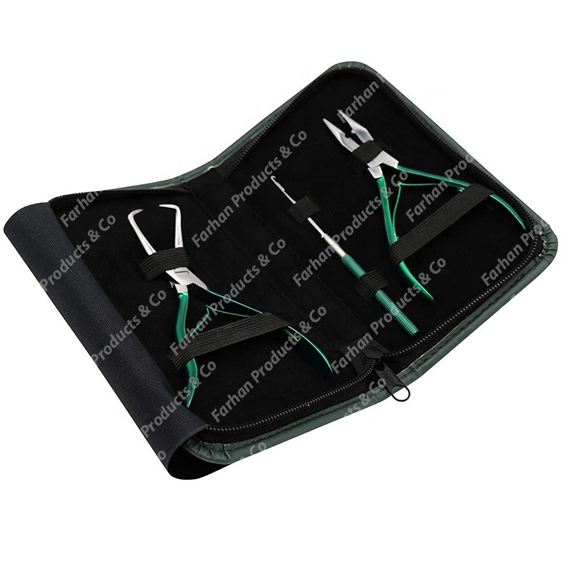 High Quality Professional Hair Extension & Beading Tool Kit Plier Set for beads Micro Ring (Green)