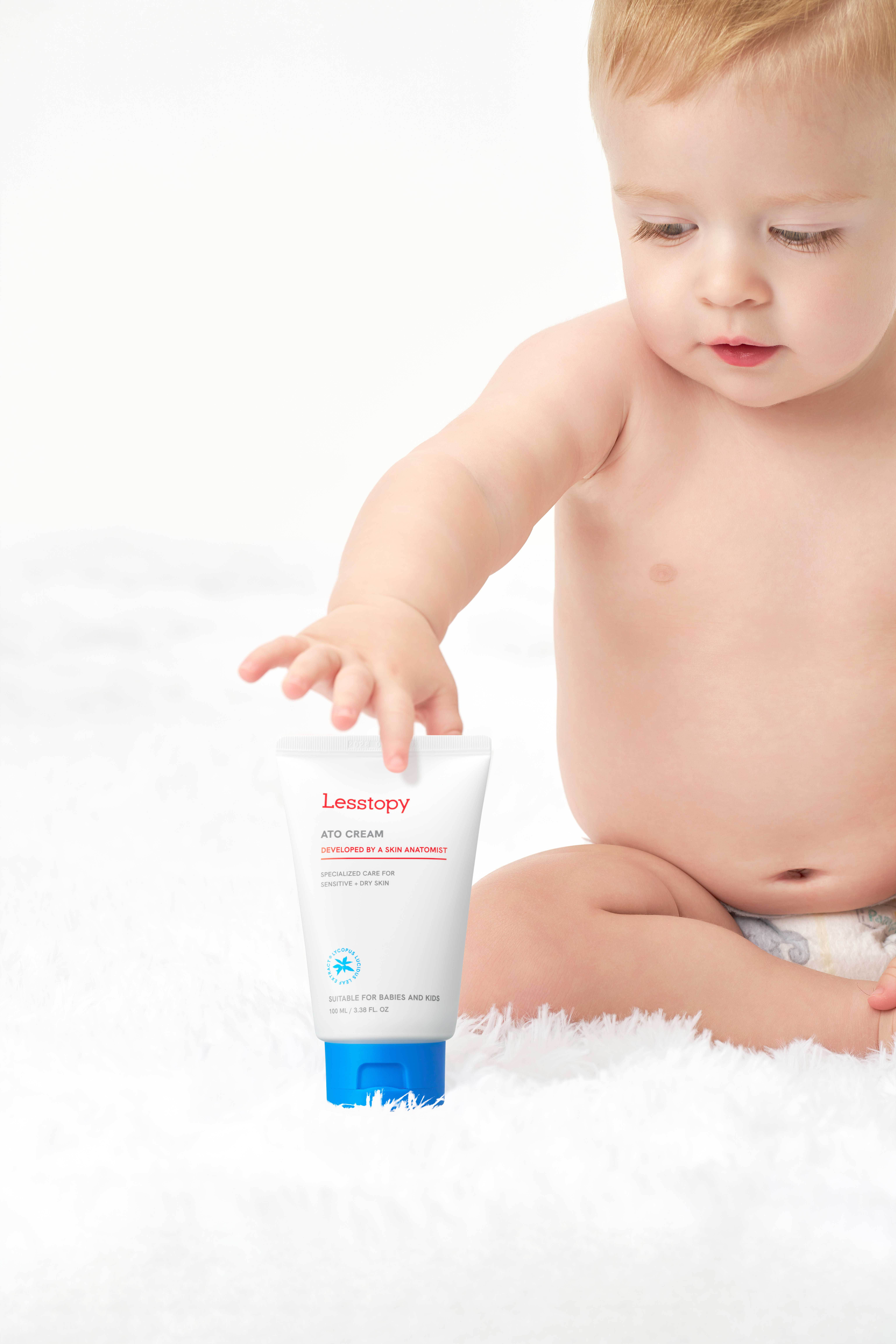 [Lesstopy] ATO Cream for Baby Organic, EWG Green, Fragrance-Free, Moisturizer for Sensitive Skin