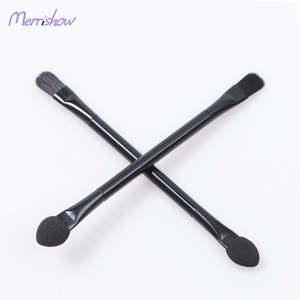 Private Label Black Double Head Nylon Hair Sponge Applicator Single Eye Shadow Brush