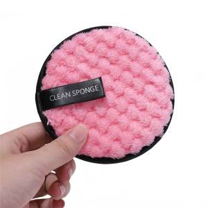 Private Label Custom Logo 12Cm Diameter Soft Microfiber Cleaning Cosmetic Removal Face Wash Makeup Remover Towel Pad