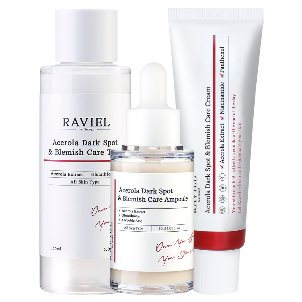 (RAVIEL) Acerola Blemish & Dark Spot Care SET (Toner + Ampoule + Cream)