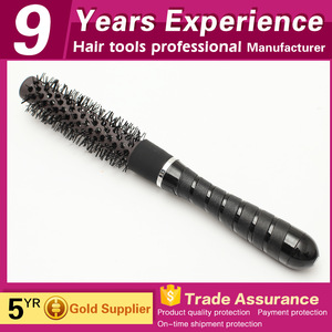 salon aluminium body rubber handle ionic boar bristle hair brush