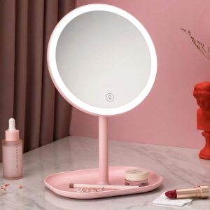 Smart Touch Control Led Makeup Mirror Lighted Makeup Vanity Stand Up Desk Ring Light Mirror Led Vanity Mirror USB Use