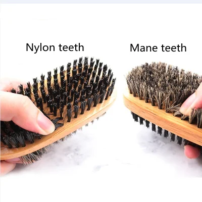 Wholesale Double Side Comb Anti Static Shaving Brush Best Bristle Wooden Square for Mens Zelkova Wood Beard Brush