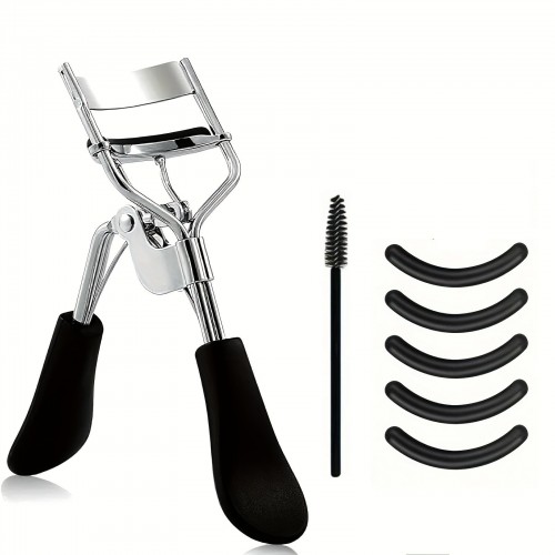 Professional Eyelash Curler Set with Replacement Pads & Mascara Brushes – Ergonomic Design for Effortless Curling