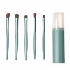 5pcs Travel Size Makeup Brush Set with Portable Tube Case – Compact Professional Brushes for Eyeshadow and Blending