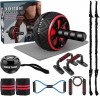 Ab Roller Set,9-in-1 Abs Workout Equipment,Home Gym Kit with Knee Mat,Push Up Bars,Jump Rope,Resistance Band,Wrist Wraps for Weightlifting,Gyroscope Wrist Exerciser, Abdominal Trainer Exercise