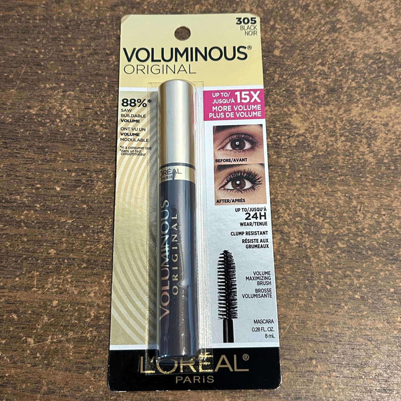 L'Oreal Paris Makeup Voluminous Original Volume Building Mascara, Blackest Black, 0.28 fl