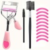 Professional Eyelash Curler Set with Replacement Pads & Mascara Brushes – Ergonomic Design for Effortless Curling