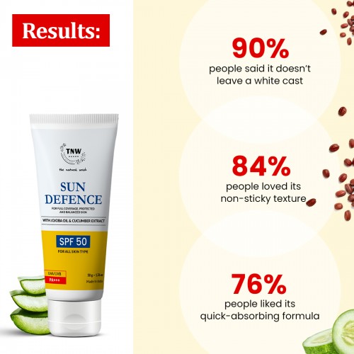 TNW-The Natural Wash Sun Defence with SPF 50 | Protects Skin from Sun Damage & UV Rays | No White Cast | Suitable for All Skin Types