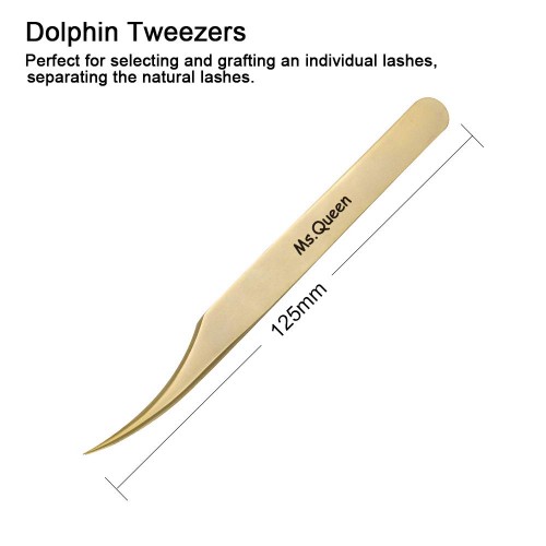 Eyelash Extension Tweezers Set Tweezer for 2D-6D Volume Individual False Lashes Extension Case-Golden (Curved Tweezer)