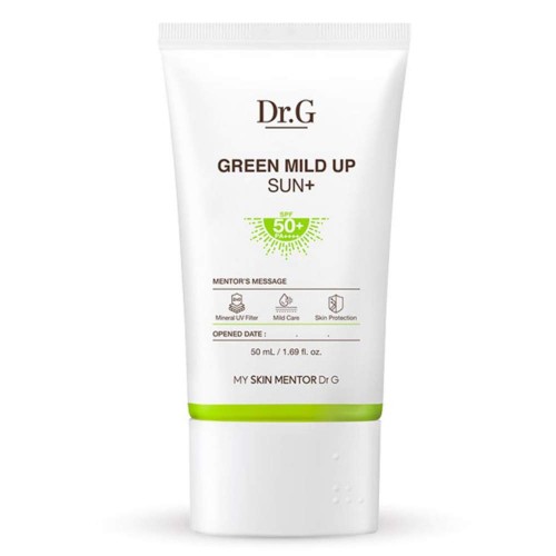 Dr.G Green Mild Up Sun Plus SPF50+ PA++++ 1.69 fl. oz.(50 ml) - (2020 Upgraded Version) Mineral Based Zinc Oxide Formula, Non-greasy, Fragnance-free, Daily Facial Sunscreen For Sensitive Skin