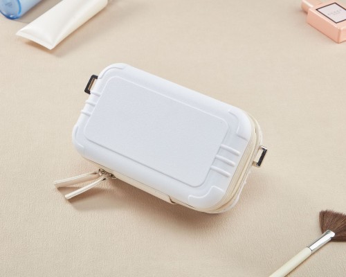 Customized 7'' Inch Purple Color ABS Hard Shell Women's Overnight Makeup Case Toiletry Bag