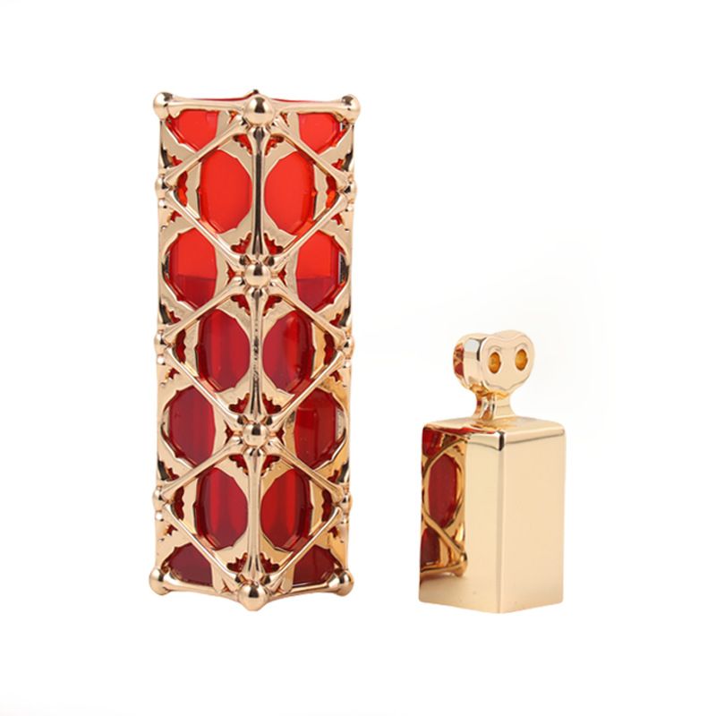 Creative Design Customized Luxury High-end Square Metal Die Casting Zinc Alloy Embossed Hollow Lipstick Tube