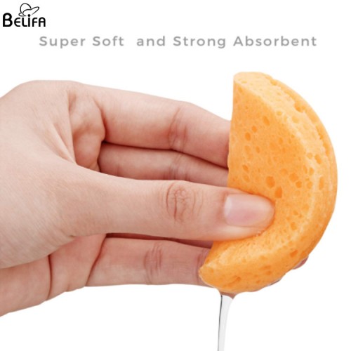 Wholesale natural biodegradable makeup remover reusable spa pink purple white compressed cellulose facial cleansing sponge puff