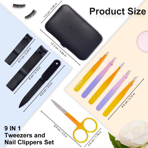 Tweezers-2 Sets-Slant/Pointed/Flat-Pluck Eyebrows Eyelashes Remove Facial/Body/Ingrown Hair Personal Care Tool ( Pink )