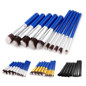 10 Pcs blue / black /gold  Makeup Brushes Superior Professional Soft Cosmetics Make Up Brush Set Kabuki Brush kit Makeup Brushes